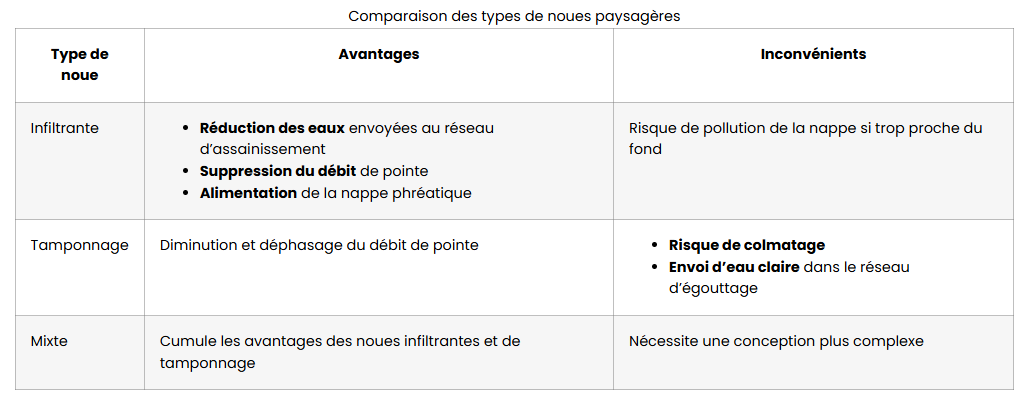 Les différents types de noue paysagère